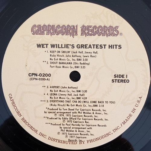 Buy Wet Willie Wet Willie Greatest Hits LP Album Comp Ter