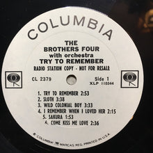 Load image into Gallery viewer, The Brothers Four : Try To Remember (LP, Mono, Promo)