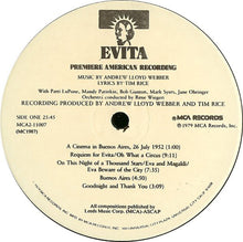 Load image into Gallery viewer, Andrew Lloyd Webber And Tim Rice : Evita: Premiere American Recording (2xLP, Album, Glo)