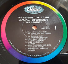 Laden Sie das Bild in den Galerie-Viewer, The Regents (5) : The Regents Live At The A.M.-P.M. Discothèque (LP, Album, Mono)