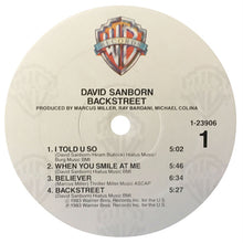 Load image into Gallery viewer, David Sanborn : Backstreet (LP, Album, All)
