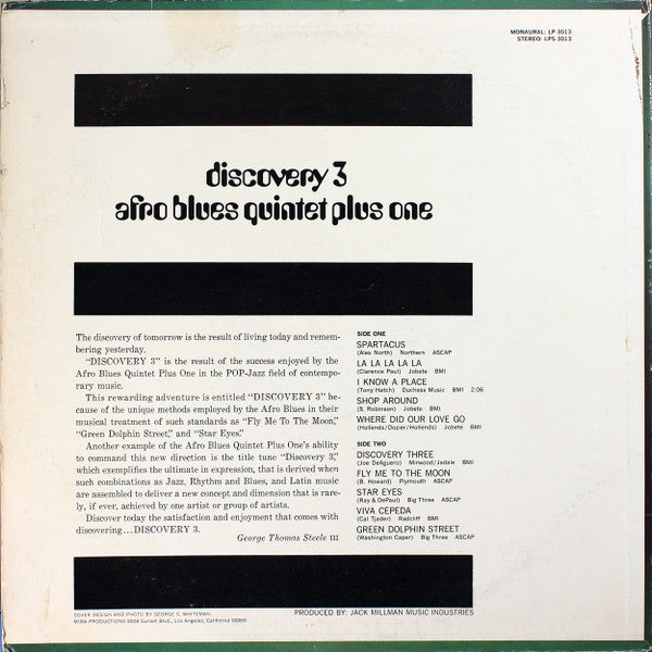 The Afro Blues Quintet Plus 1* - Discovery 3 - LP