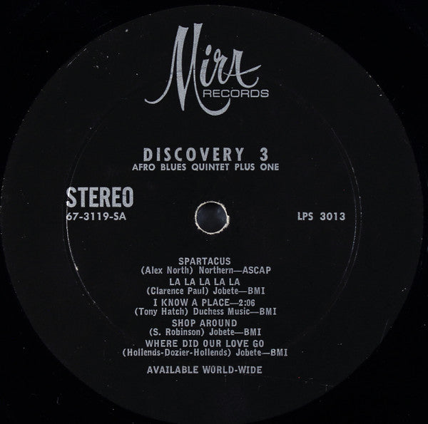 The Afro Blues Quintet Plus 1* - Discovery 3 - LP