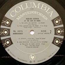 Laden Sie das Bild in den Galerie-Viewer, Marlene Dietrich : Marlene Dietrich At The Cafe De Paris (LP, Album, Mono, RE, Pit)