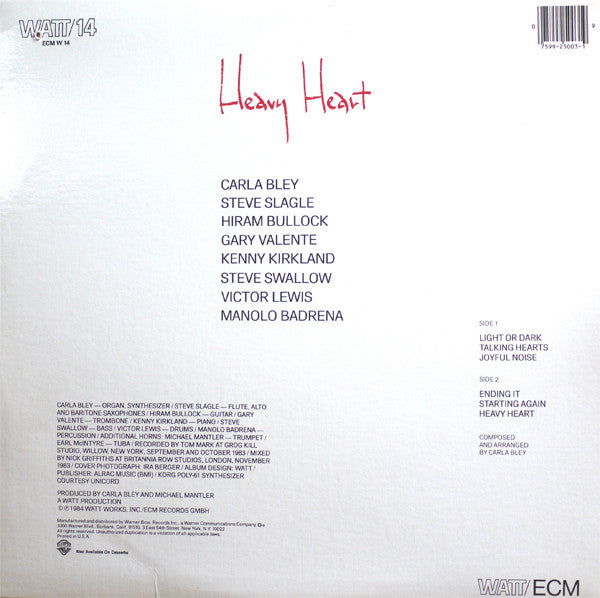 Carla Bley - Heavy Heart - LP