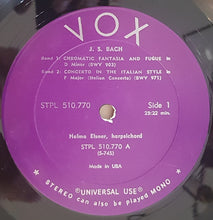 Laden Sie das Bild in den Galerie-Viewer, Bach*, Helma Elsner : Harpsichord Music / Œuvres Pour Clavecin (LP)