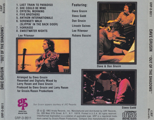 Buy Dave Grusin : Out Of The Shadows (CD, Album, RE) Online for a