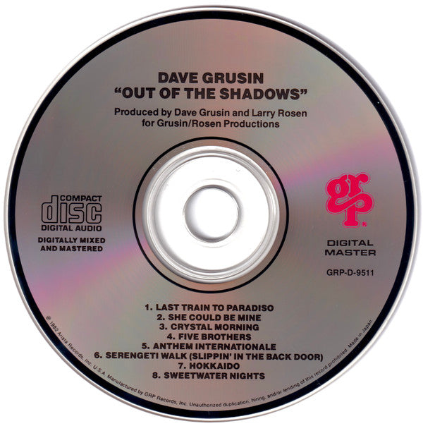 Buy Dave Grusin : Out Of The Shadows (CD, Album, RE) Online for a great  price – Record Town TX