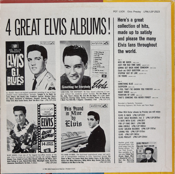 Buy Elvis Presley : Pot Luck (LP, Album, Ind) Online for a great
