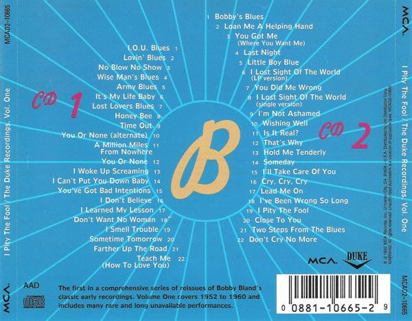 洋楽 Bobby Bland Duke Recordings Vol.1 Buy Bobby Bland : I Pity The Fool / The Duke Recordings, Vol. One