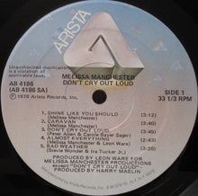 Laden Sie das Bild in den Galerie-Viewer, Melissa Manchester : Don't Cry Out Loud (LP, Album, Hub)