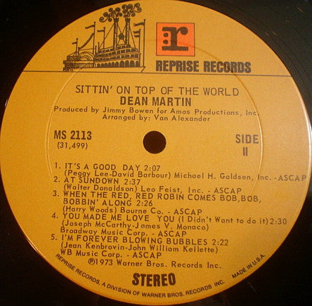 Buy Dean Martin : Sittin' On Top Of The World (LP, Album) Online for a  great price – Record Town TX