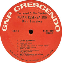 Laden Sie das Bild in den Galerie-Viewer, Don Fardon : Lament Of The Cherokee Indian Reservation (LP, Album)