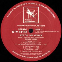 Laden Sie das Bild in den Galerie-Viewer, Miklós Rózsa : Eye Of The Needle (Original Motion Picture Score) (LP)