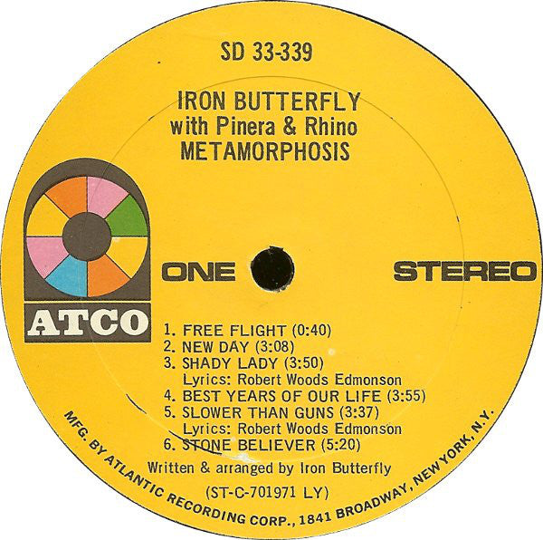 Buy Iron Butterfly With Pinera* u0026 Rhino* : Metamorphosis (LP