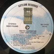 Load image into Gallery viewer, Keith Carradine : Lost And Found (LP, Album, PRC)