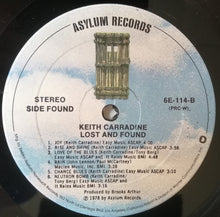 Load image into Gallery viewer, Keith Carradine : Lost And Found (LP, Album, PRC)