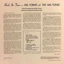 Laden Sie das Bild in den Galerie-Viewer, Mel Tormé With The Meltones* : Back In Town (LP, Album, RE)