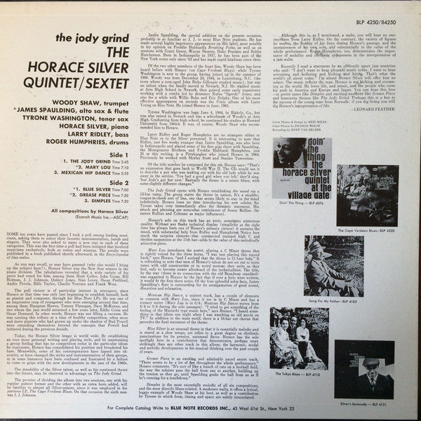 Horace Silver Quintet* / Sextet* - The Jody Grind - LP