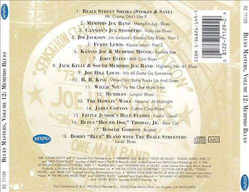 Buy Various : Blues Masters, Volume 12: Memphis Blues (CD, Comp