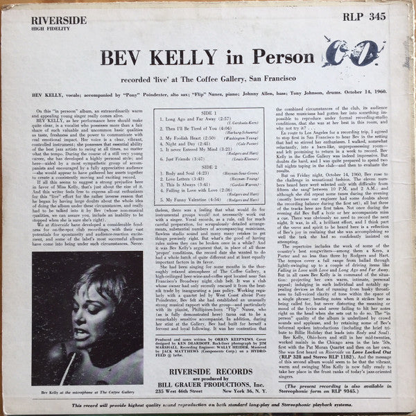 Bev Kelly - Bev Kelly In Person - LP