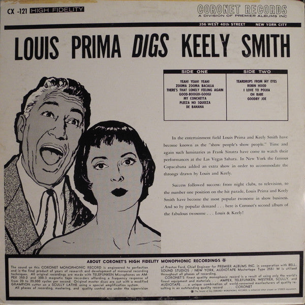 Louis Prima & Keely Smith - Prima Digs Keely Smith - Circa 1960