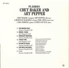 Load image into Gallery viewer, Chet Baker & Art Pepper : Playboys (CD, Album, RE)