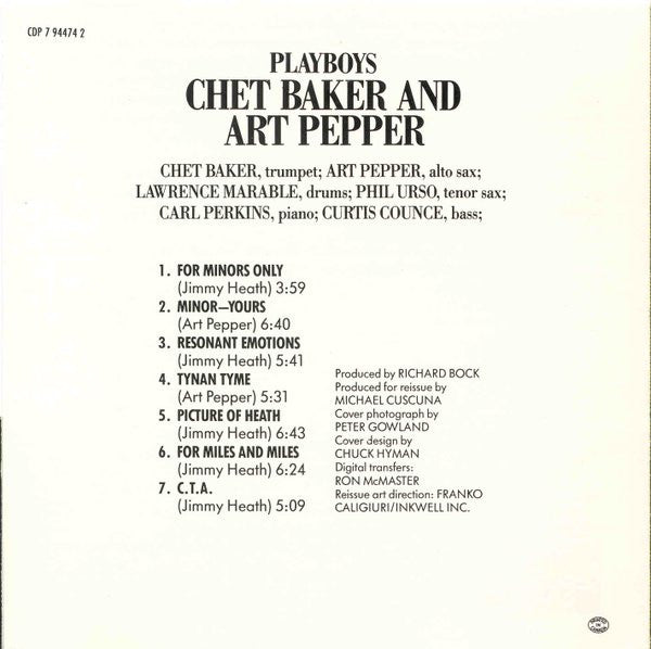 Buy Chet Baker & Art Pepper : Playboys (CD, Album, RE) Online for