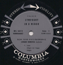 Laden Sie das Bild in den Galerie-Viewer, Franck* - Leonard Bernstein, New York Philharmonic* : Symphony In D Minor (LP, Album)