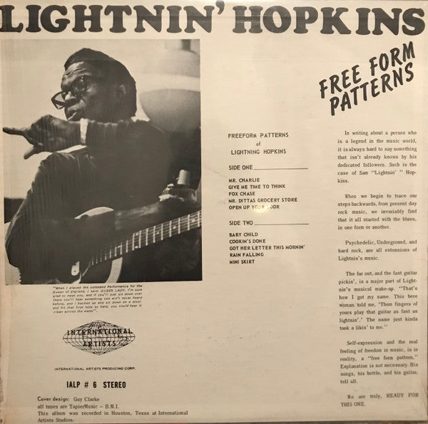 Buy Lightnin Hopkins* Free Form Patterns (LP, Album, Por) Online for
