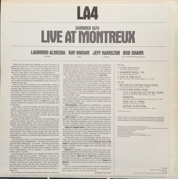 LA4 Live At Montreux Summer 1979 L.A.フォア Buy LA4 : Live At Montreux (LP) Online for a great price – Record