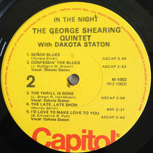 Laden Sie das Bild in den Galerie-Viewer, The George Shearing Quintet With Dakota Staton : In The Night (LP, Album, Mono, RE)