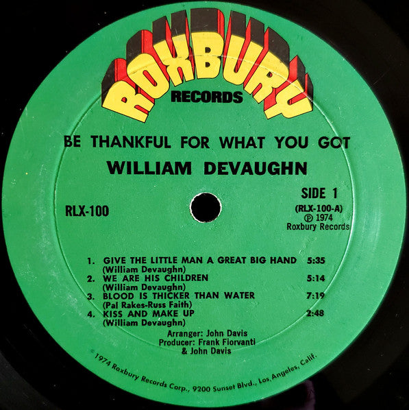 Buy William DeVaughn : Be Thankful For What You Got (LP, Album