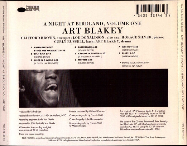 Buy Art Blakey Quintet : A Night At Birdland, Volume One (CD
