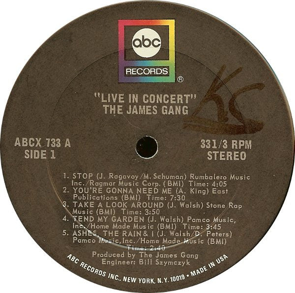 James Gang - Live In Concert - LP