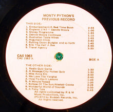 Laden Sie das Bild in den Galerie-Viewer, Monty Python : Monty Python's Previous Record (LP)