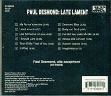 Load image into Gallery viewer, Paul Desmond : Late Lament (CD, Album)