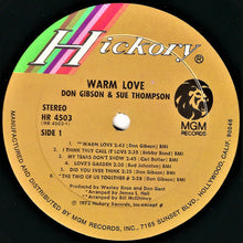 Charger l'image dans la galerie, Don Gibson & Sue Thompson : Warm Love (LP, RE)