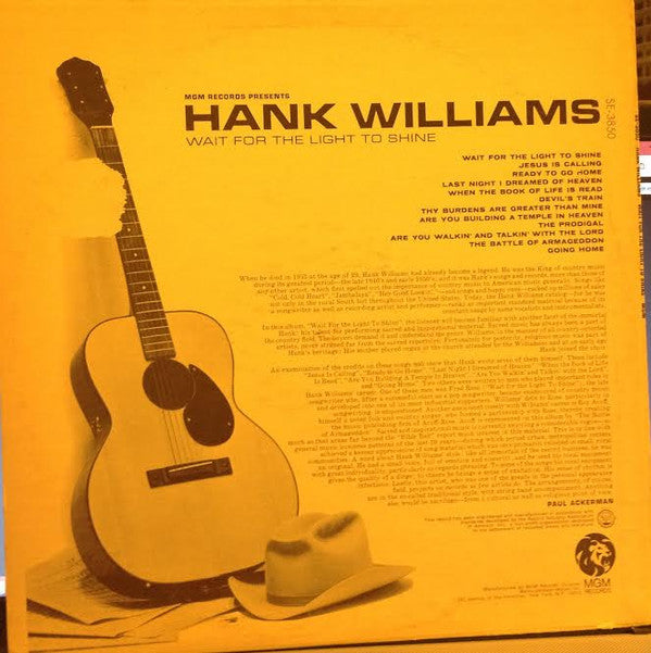 Hank Williams - Wait For The Light To Shine - LP