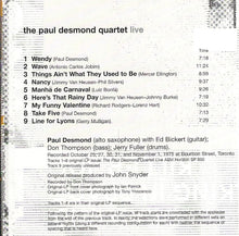 Load image into Gallery viewer, The Paul Desmond Quartet : Live (CD, Album, RE)