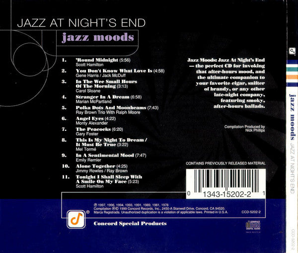 Buy Various : Jazz Moods: Jazz At Night's End (CD, Comp, Dig