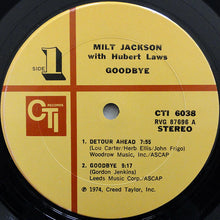 Laden Sie das Bild in den Galerie-Viewer, Milt Jackson With Hubert Laws : Goodbye (LP, Album)