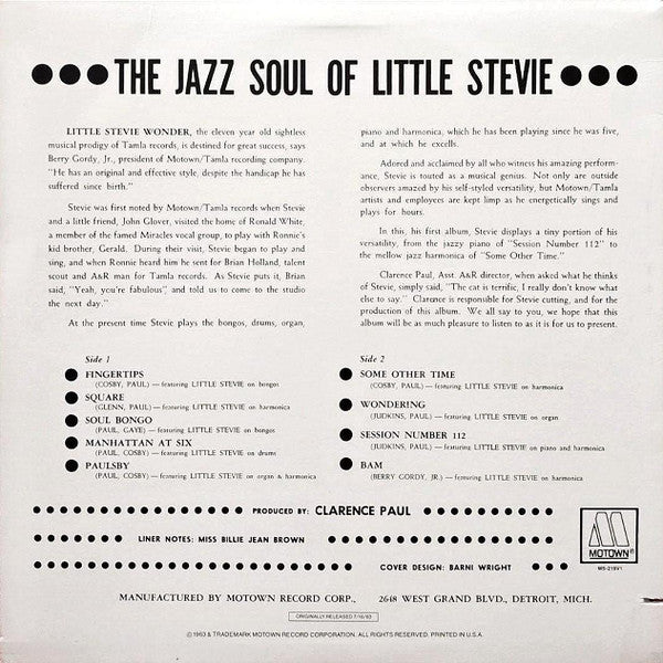 Little Stevie Wonder* - The Jazz Soul Of Little Stevie - LP