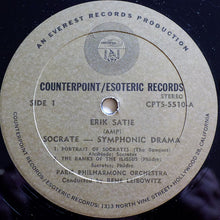Laden Sie das Bild in den Galerie-Viewer, Erik Satie, The Paris Philharmonic Orchestra* Conducted By René Leibowitz : Socrate (Symphonic Drama) (LP, Album, RE)