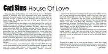 Load image into Gallery viewer, Carl Sims : House Of Love (CD, Album)