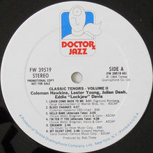 Load image into Gallery viewer, Coleman Hawkins, Lester Young, Eddie "Lockjaw" Davis, Julian Dash : Classic Tenors Volume 2 (LP, Comp, Mono, Promo)