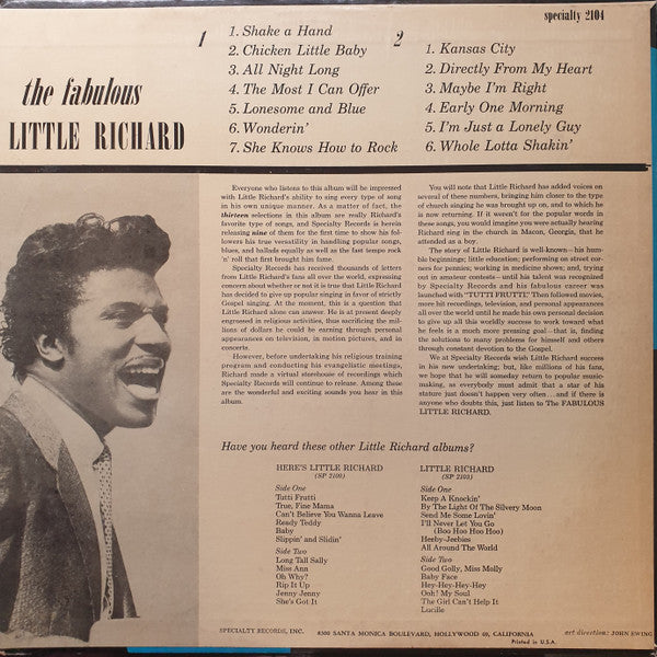 Little Richard - The Fabulous Little Richard - LP