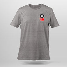 Load image into Gallery viewer, Record Town heather gray t-shirt front featuring iconic sign as chest logo.
