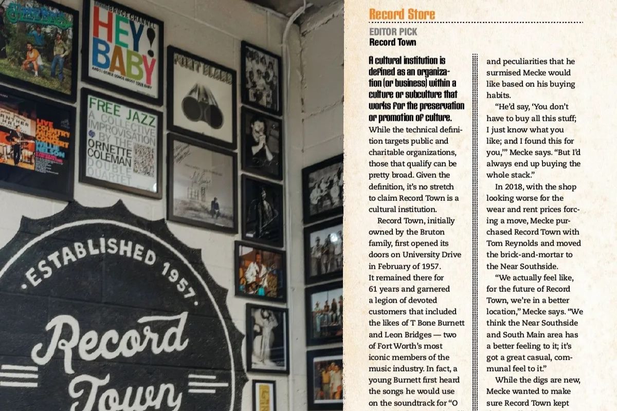 Best Record Store - Fort Worth Magazine 2022 - Editor Pick