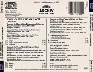 J.S. Bach* / Simon Standage, David Reichenberg, Lisa Beznosiuk, The English Concert, Trevor Pinnock : 3 Concerti (CD)